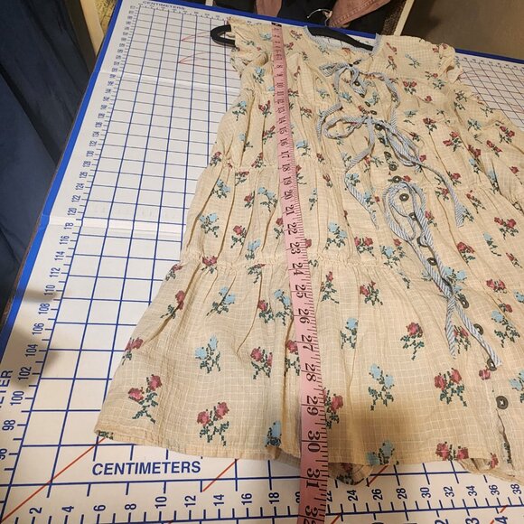 Free People Sundown Floral Mini Dress Broken Button Loop Tan Small - Picture 3 of 11